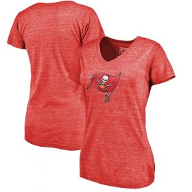 Wholesale Cheap Women\'s Tampa Bay Buccaneers NFL Pro Line by Fanatics Branded Red Distressed Team Logo Tri-Blend T-Shirt