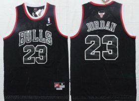 Wholesale Cheap Men\'s Chicago Bulls #23 Michael Jordan All Black With White Outline Soul Swingman Jersey