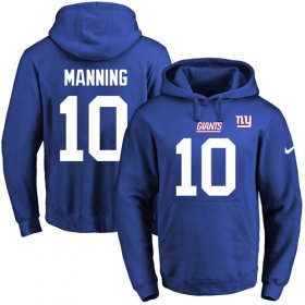 Wholesale Cheap Nike Giants #10 Eli Manning Royal Blue Name & Number Pullover NFL Hoodie