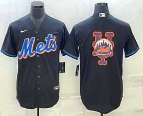 Cheap Men\'s New York Mets Big Logo Black Stitched MLB Cool Base Nike Jerseys