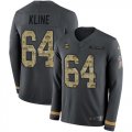 Wholesale Cheap Nike Vikings #64 Josh Kline Anthracite Salute to Service Men's Stitched NFL Limited Therma Long Sleeve Jersey