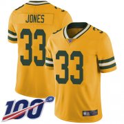 Wholesale Cheap Nike Packers #33 Aaron Jones Yellow Men's Stitched NFL Limited Rush 100th Season Jersey