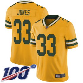 Wholesale Cheap Nike Packers #33 Aaron Jones Yellow Men\'s Stitched NFL Limited Rush 100th Season Jersey