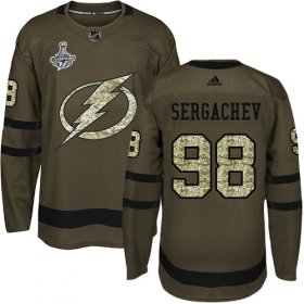 Cheap Adidas Lightning #98 Mikhail Sergachev Green Salute to Service Youth 2020 Stanley Cup Champions Stitched NHL Jersey