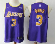 Wholesale Cheap Men's Los Angeles Lakers #3 Anthony Davis 2019 Purple Nike Swingman Wish Stitched NBA Jersey