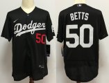 Wholesale Cheap Men's Los Angeles Dodgers #50 Mookie Betts Black Stitched MLB Flex Base Nike Jersey