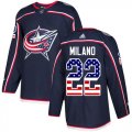 Wholesale Cheap Adidas Blue Jackets #22 Sonny Milano Navy Blue Home Authentic USA Flag Stitched Youth NHL Jersey