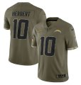 Wholesale Cheap Men's Los Angeles Chargers #10 Justin Herbert 2022 Olive Salute To Service Limited Stitched Jersey