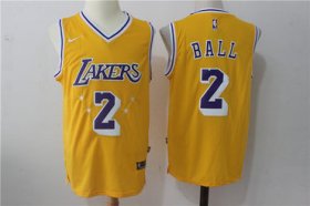 Wholesale Cheap Nike Los Angeles Lakers #2 Lonzo Ball w Purple Number Stitched NBA Jersey