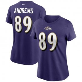 Wholesale Cheap Baltimore Ravens #89 Mark Andrews Nike Women\'s Team Player Name & Number T-Shirt Purple
