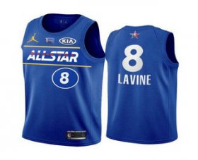 Wholesale Cheap Men\'s 2021 All-Star Chicago Bulls #8 Zach LaVine Blue Eastern Conference Stitched NBA Jersey