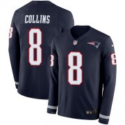 Wholesale Cheap Nike Patriots #8 Jamie Collins Sr Navy Blue Team Color Men's Stitched NFL Limited Therma Long Sleeve Jersey