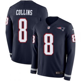 Wholesale Cheap Nike Patriots #8 Jamie Collins Sr Navy Blue Team Color Men\'s Stitched NFL Limited Therma Long Sleeve Jersey