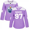 Wholesale Cheap Adidas Oilers #97 Connor McDavid Purple Authentic Fights Cancer Women's Stitched NHL Jersey