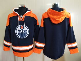Wholesale Cheap Men\'s Hockey Edmonton Oilers Blank Navy Blue Hoodie