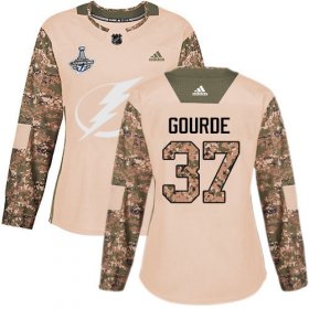 Cheap Adidas Lightning #37 Yanni Gourde Camo Authentic 2017 Veterans Day Women\'s 2020 Stanley Cup Champions Stitched NHL Jersey