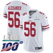 Wholesale Cheap Nike 49ers #56 Kwon Alexander White Super Bowl LIV 2020 Men's Stitched NFL 100th Season Vapor Limited Jersey