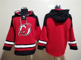 Wholesale Cheap Men\'s New Jersey Devils Blank Red Ageless Must-Have Lace-Up Pullover Hoodie