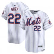 Cheap Men's New York Mets #22 Brett Baty White 2024 Home Limited Stitched Baseball Jersey