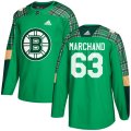 Wholesale Cheap Adidas Bruins #63 Brad Marchand adidas Green St. Patrick's Day Authentic Practice Stitched NHL Jersey