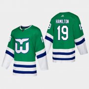 Wholesale Cheap Hartford Whalers #19 Dougie Hamilton Adidas 2019-20 Heritage Authentic Player NHL Jersey Green