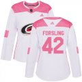 Wholesale Cheap Adidas Hurricanes #42 Gustav Forsling White/Pink Authentic Fashion Women's Stitched NHL Jersey