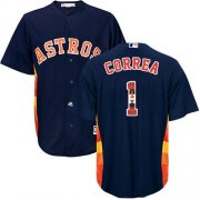 Wholesale Cheap Astros #1 Carlos Correa Navy Blue Team Logo Fashion Stitched MLB Jersey