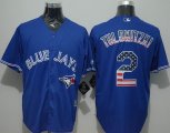 Wholesale Cheap Blue Jays #2 Troy Tulowitzki Blue USA Flag Fashion Stitched MLB Jersey