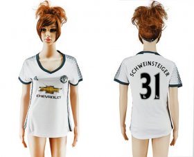 Wholesale Cheap Women\'s Manchester United #31 Schweinsteiger Sec Away Soccer Club Jersey