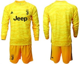 Wholesale Cheap Juventus Blank Yellow Goalkeeper Long Sleeves Soccer Club Jersey