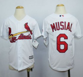 Wholesale Cheap Cardinals #6 Stan Musial White Cool Base Stitched Youth MLB Jersey