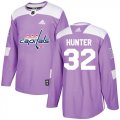 Wholesale Cheap Adidas Capitals #32 Dale Hunter Purple Authentic Fights Cancer Stitched NHL Jersey