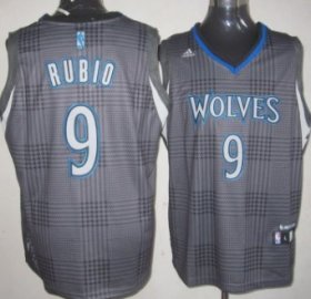 Wholesale Cheap Minnesota Timberwolves #9 Ricky Rubio Black Rhythm Fashion Jersey