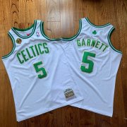 Wholesale Cheap Men's Boston Celtics #5 Kevin Garnett White 2008 NBA 17th Champions Patch 2007-08 Hardwood Classics Soul AU Throwback Jersey
