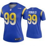 Wholesale Cheap Women's Royal Los Angeles Rams #99 Aaron Donald 2020 Stitched Jersey