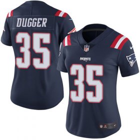Wholesale Cheap Nike Patriots #35 Kyle Dugger Navy Blue Women\'s Stitched NFL Limited Rush Jersey