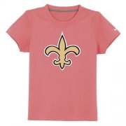 Wholesale Cheap New Orleans Saints Authentic Logo Youth T-Shirt Pink