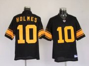 Wholesale Cheap Steelers #10 Santonio Holmes Black With Yellow Number Stitched NFL Jersey