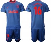 Wholesale Cheap Men 2020-2021 club Atletico Madrid away 16 blue Soccer Jerseys