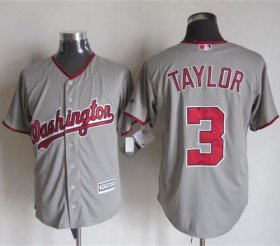 Wholesale Cheap Nationals #3 Michael Taylor Grey New Cool Base Stitched MLB Jersey