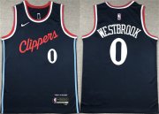 Cheap Men's Los Angeles Clippers #0 Russell Westbrook Navy Stitched Jersey