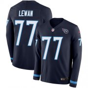 Wholesale Cheap Nike Titans #77 Taylor Lewan Navy Blue Team Color Men's Stitched NFL Limited Therma Long Sleeve Jersey