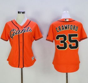 Wholesale Cheap Giants #35 Brandon Crawford Orange Women\'s Alternate Stitched MLB Jersey