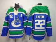 Wholesale Cheap Canucks #22 Daniel Sedin Blue Sawyer Hooded Sweatshirt Stitched NHL Jersey