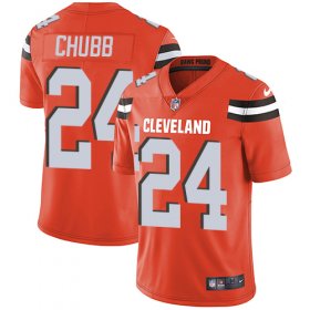 Wholesale Cheap Nike Browns #24 Nick Chubb Orange Alternate Men\'s Stitched NFL Vapor Untouchable Limited Jersey