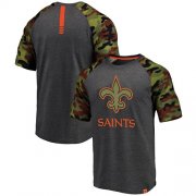 Wholesale Cheap New Orleans Saints Pro Line by Fanatics Branded College Heathered Gray/Camo T-Shirt