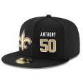 Wholesale Cheap New Orleans Saints #50 Stephone Anthony Snapback Cap NFL Player Black with Gold Number Stitched Hat