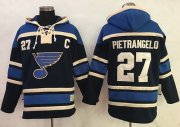 Wholesale Cheap Blues #27 Alex Pietrangelo Navy Blue Sawyer Hooded Sweatshirt Stitched NHL Jersey