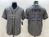 Wholesale Cheap Men's Dallas Cowboys #22 Emmitt Smith Grey Gridiron With Patch Cool Base Stitched Baseball Jersey