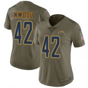Wholesale Cheap Nike Chargers #42 Uchenna Nwosu Olive Women's Stitched NFL Limited 2017 Salute to Service Jersey